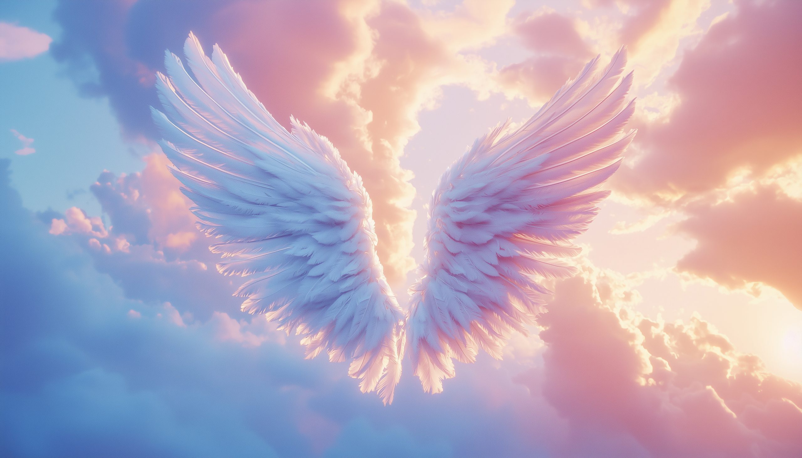 wings background white 3d illustration rendered angel fantasy wing feather mythology isolated bird eagle dove flying animal elegance grace angelic fairy heaven inspiration symbol beautiful fluffy